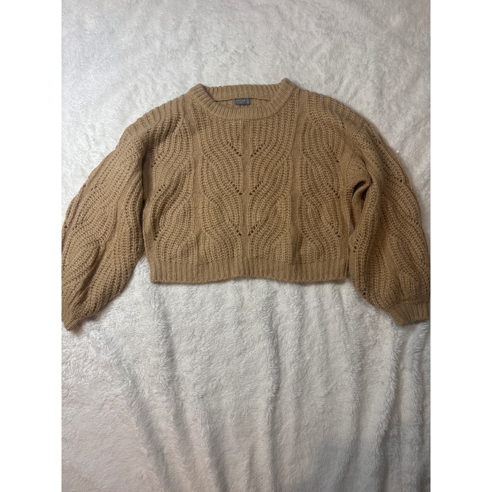 Cupcake Clothing Sweater Women S Tan Good Cropped Balloon Sleeve